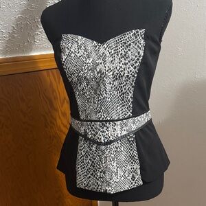 Guess Black and White Snakeskin Crop Top